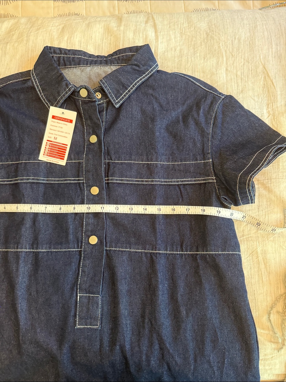 Dark Blue Denim Mini Dress with Ruffle Hem - Picture 11 of 12